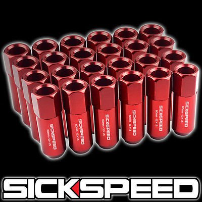 24 Red 60Mm Aluminum Extended Tuner Lug Nuts Lugs For Wheels/Rims 12X1.5 L18 for Toyota Tacoma