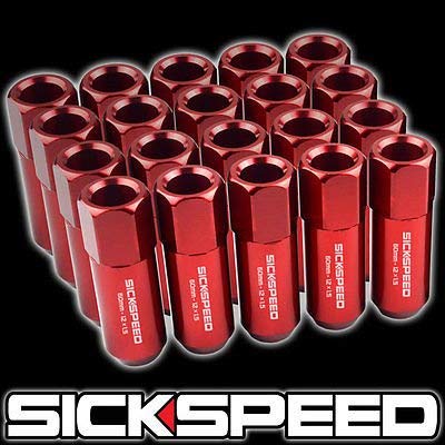 20 Red 60Mm Aluminum Extended Tuner Lug Nuts Lugs For Wheels/Rims 12X1.5 L07 for Honda Civic
