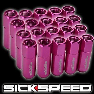 20 Pink 60Mm Aluminum Extended Tuner Nuts Lugs For Wheels/Rims 12X1.5 L07 for Honda Civic