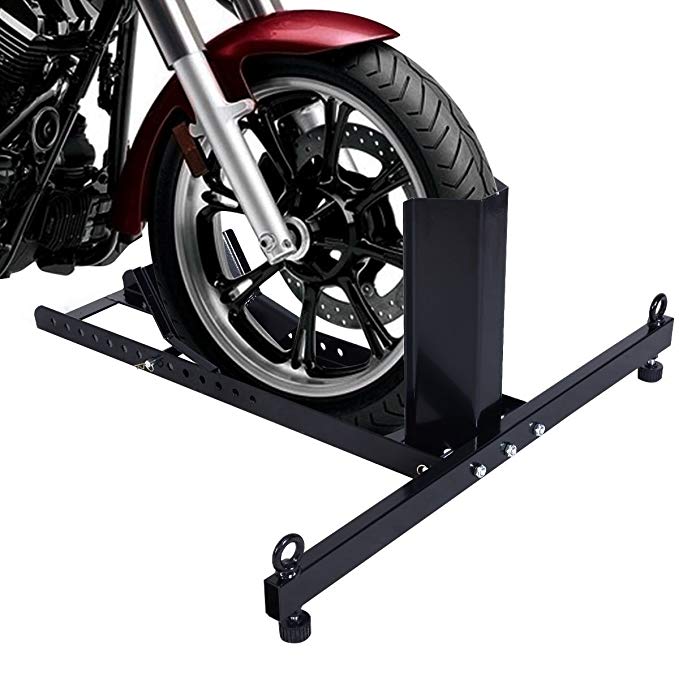 Goplus Adjustable Motorcycle Wheel Chock Stand Heavy Duty 1800lb Weight Capacity