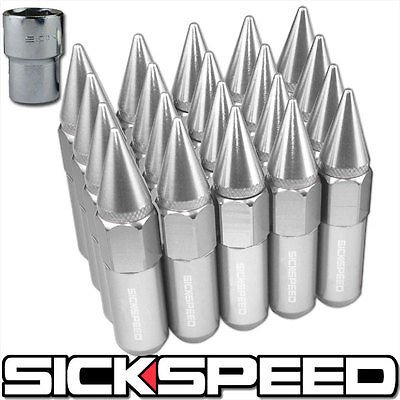 20 Polished Spiked Aluminum Extended 60Mm Locking Lug Nuts Wheel/Rim 14X1.5 L19 for Chevrolet Camaro