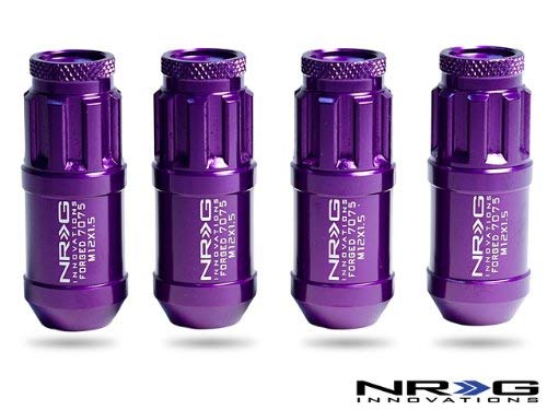 NRG M12 x 1.5mm Lug Nut Lock with removable Dust Cap - 700 Series - 4 Piece Kit (4 Lug Nuts) - Purple - Part # LN-L70PP