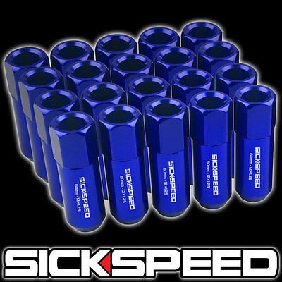 20 Blue 60Mm Aluminum Extended Tuner Lug Nuts Lugs For Wheels/Rims 12X1.25 L12 for Infiniti G35