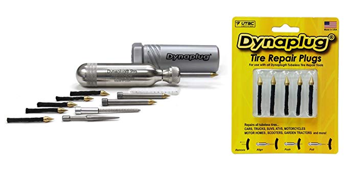 Dynaplug Tubeless Tire Repair Tool Kit, Pro Aluminum with Extra Repair Plugs 5-Pack, Made in USA