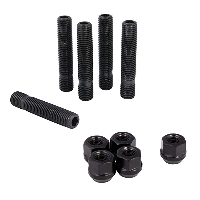 20pc Wheel Stud Conversion - 12x1.5 to 12x1.5 - Includes 20pc Black Lug nuts - for many BMW Vehicles: 128i 135i 318i 320i 325i 328i 335i M3 525i 528i 530i 535i M5 Z3 Z4 E36 E46 E60 E90 E92 E93 Black