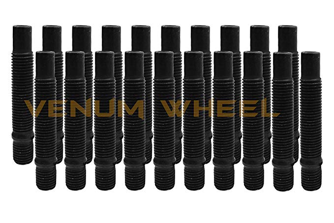 20 Pc 12x1.5 90mm Long Black Stud Conversion Kit For BMW Vehicles M12x1.5 (Replaces Lug Bolts)