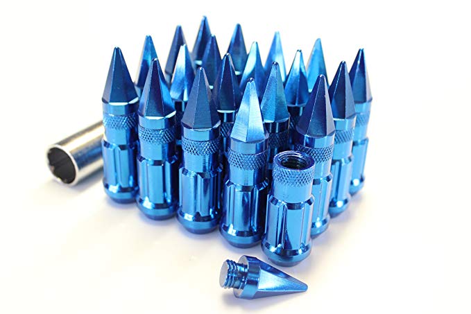 Z RACING Steel Spike Lug Nuts 20 Pieces with Socket Key - 12x1.5mm - Blue