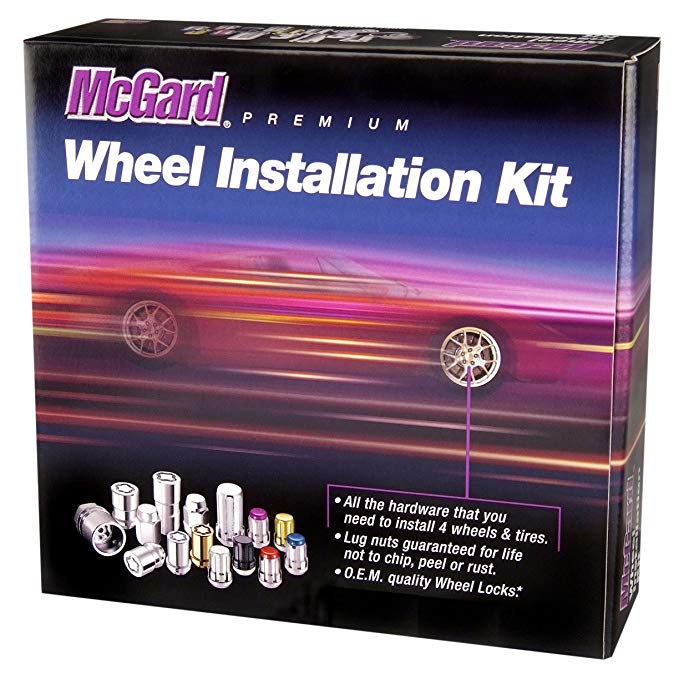 McGard 84538 Chrome/Black (M12 x 1.5 Thread Size) Bulge Style Cone Seat Wheel Installation Kit for 5-Lug Wheels