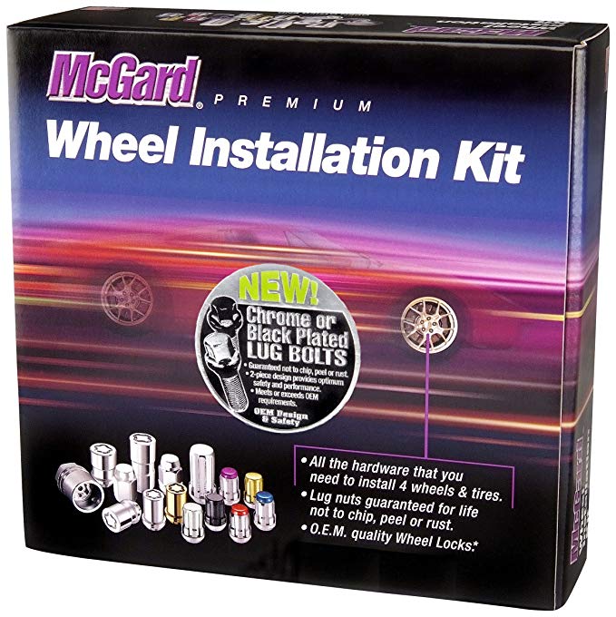 McGard 67200BK Chrome/Black M14 x 1.5 Thread Size Cone Seat Lug Bolt Wheel Installation Kit for 5 Lug Vehicles