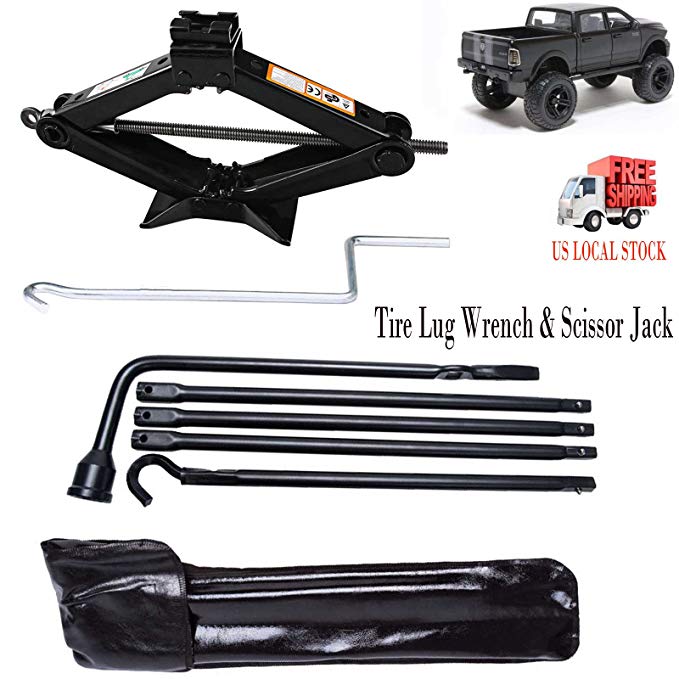 Spare Tire Tool Kit For 2002-15 Dodge Ram 1500 Spare Tire Lug Wrench & Scissor Jack 2 Ton