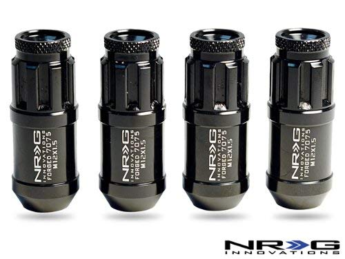 NRG M12 x 1.5mm Lug Nut Lock with removable Dust Cap - 700 Series - 4 Piece Kit (4 Lug Nuts) - Black - Part # LN-L70BK