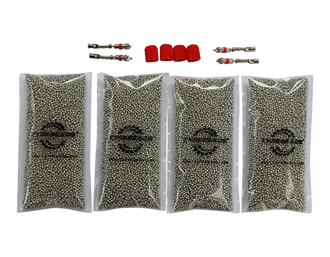 Stainless Steel Tire Balancing Beads - 4 bags of 10 oz (40 total) fits 4 tires + 4 FREE Filtered Cores