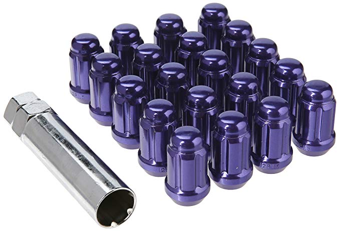 Muteki 41886L Purple 12mm x 1.5mm Closed End Spline Drive Lug Nut Set with Key, (Set of 20)